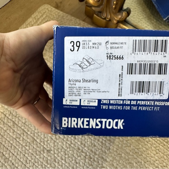 NEW Birkenstock Arizona Shearling Sandals In Thyme Green Free People NWT - Picture 8 of 9